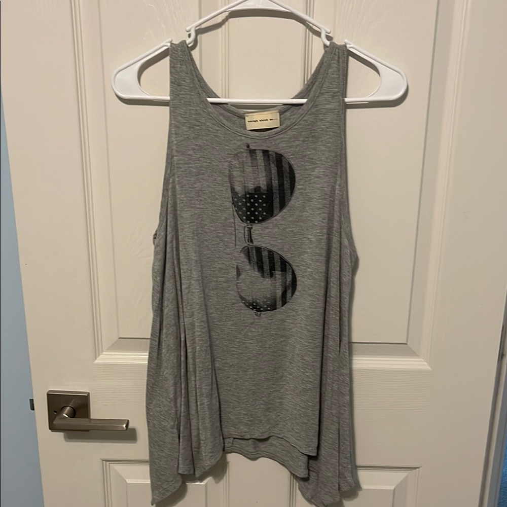 Enough About Me Gray Relaxed Asymmetrical Tank Top